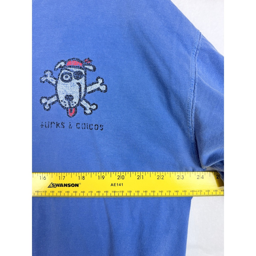 Comfort Colors Turks & Caicos Pirate Dog Graphic T Shirt XXL Garment Dyed Blue - Picture 8 of 9